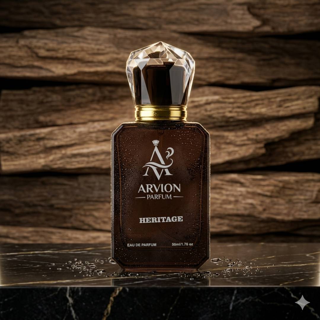 Heritage Perfume for Men by Arvion Parfume premium woody aromatic fragrance bottle