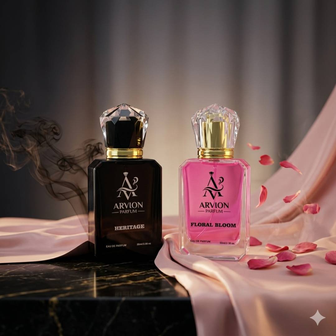 Him and Her perfume bundle by Arvion Parfume Heritage men perfume and Floral Bloom women perfume set luxury couple fragrance